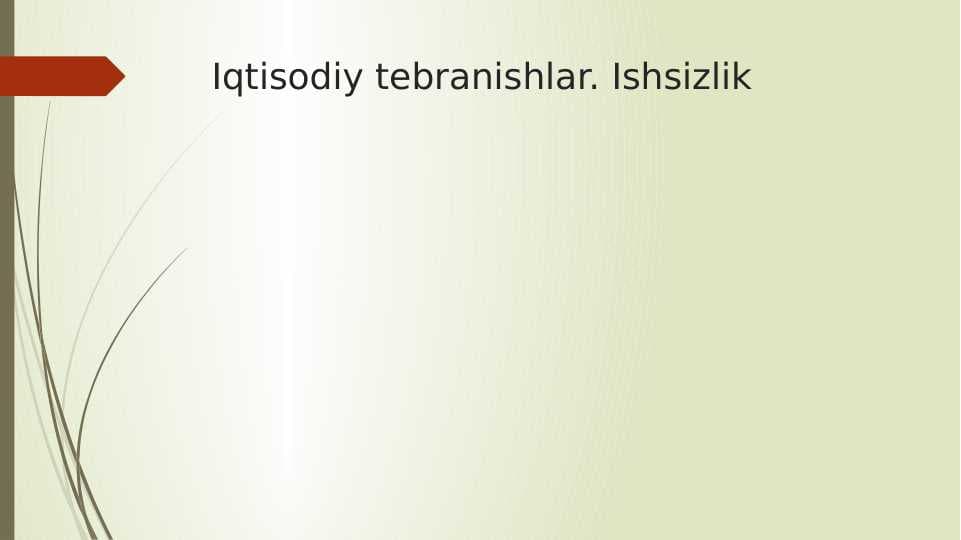 Iqtisodiy tebranishlar. Ishsizlik
