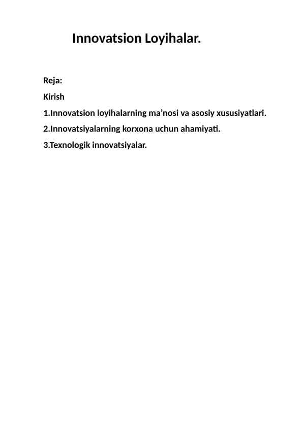 Innovatsion Loyihalar.