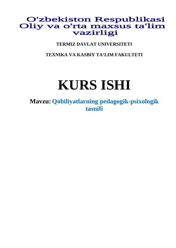 Qobiliyatlarning pedagogik-psixologik tasnifi