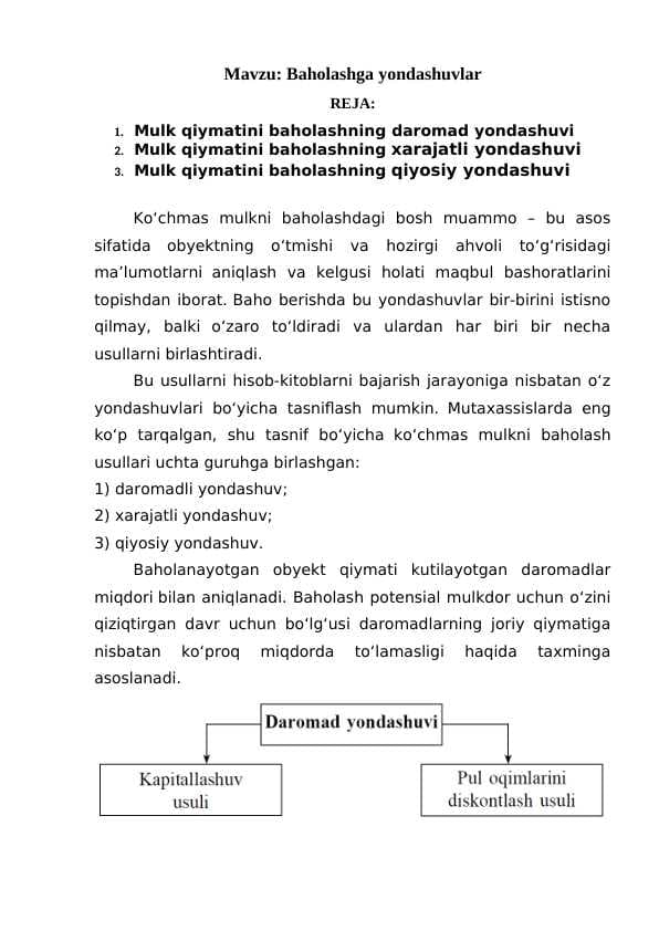 Baholashga yondashuvlar