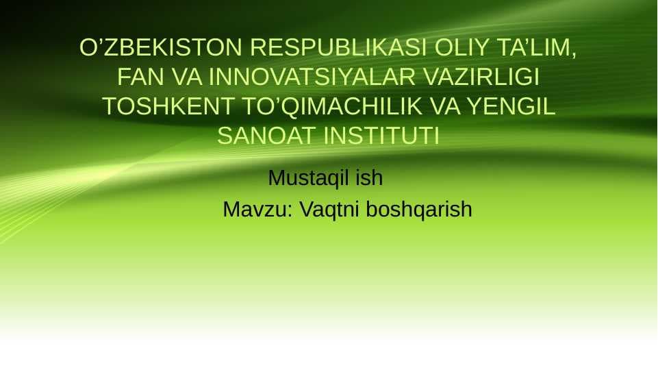 Vaqtni boshqarish