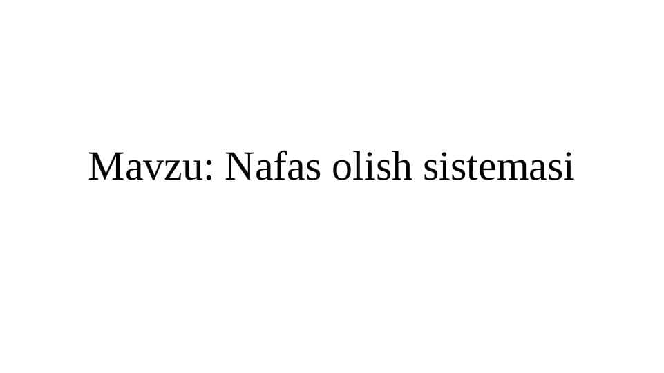Nafas olish sistemasi