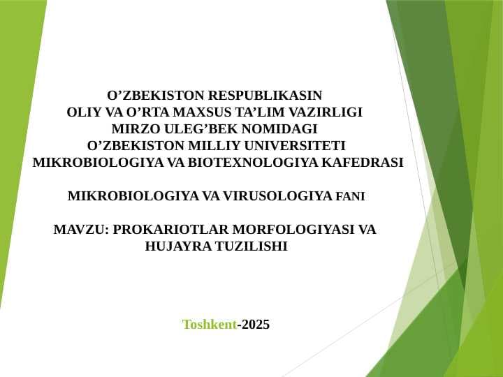 PROKARIOTLAR MORFOLOGIYASI VA  HUJAYRA TUZILISHI