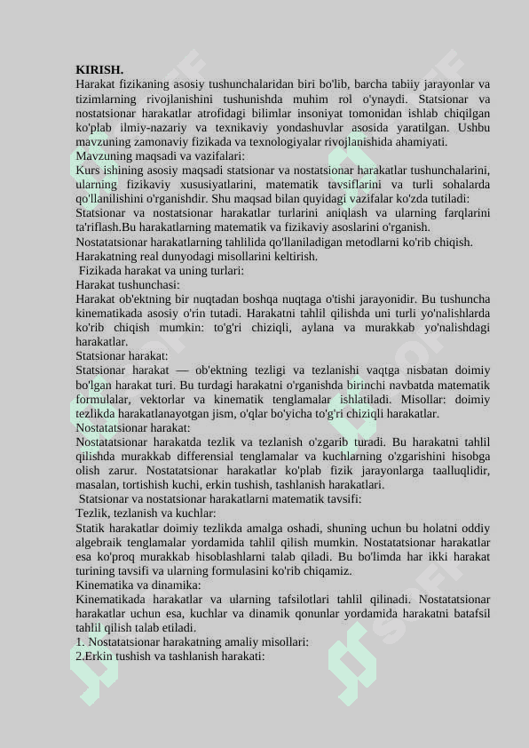 SUYUQLIKNING   STATSIONAR   VA  NOSTATSIONAR