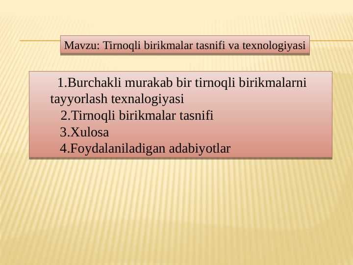 Tirnoqli birikmalar tasnifi va texnologiyasi