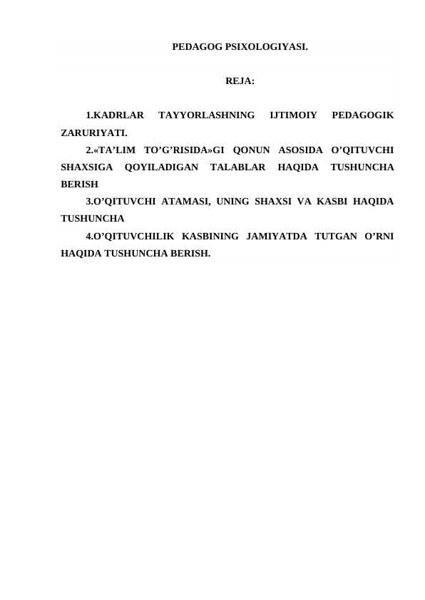 PEDAGOG PSIXOLOGIYASI