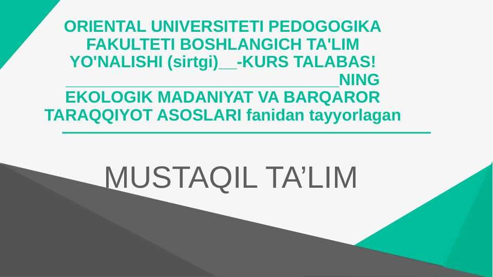 BARQAROR TARAQQIYOT ASOSLARI VA MAQSADLARI