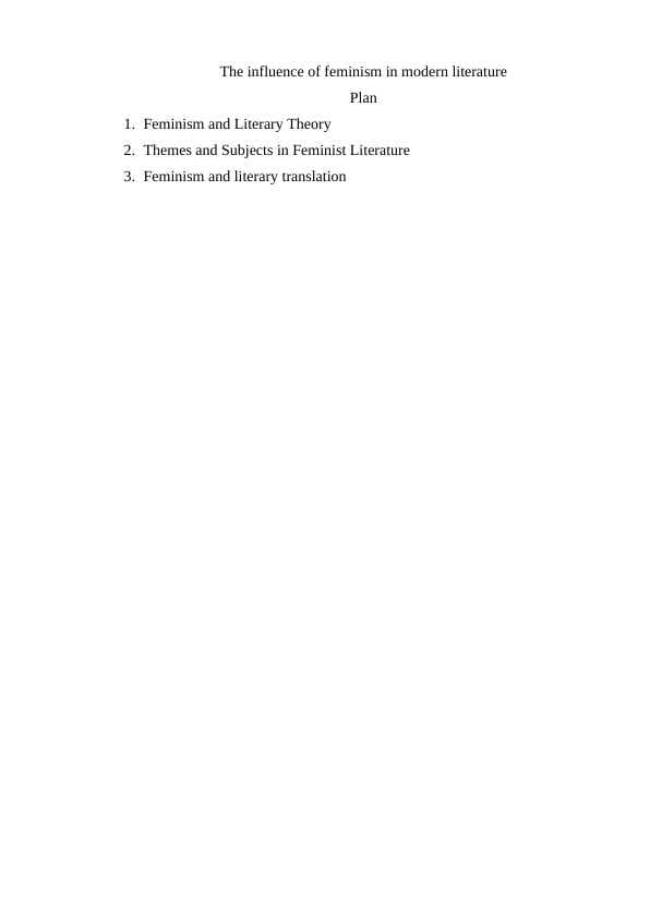 The influence of feminism in modern literature