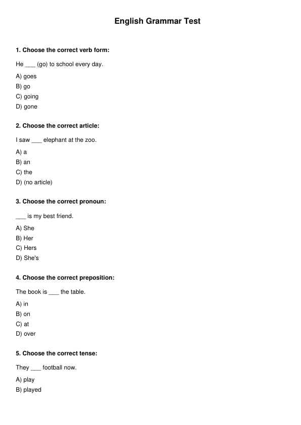Ingliz tili test