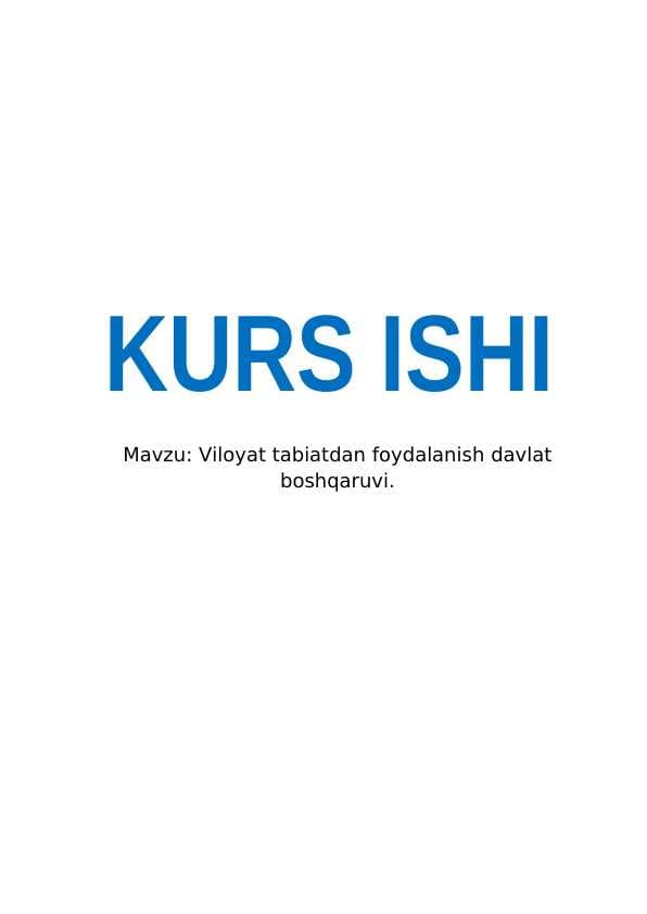 Viloyat tabiatdan foydalanish davlat boshqaruvi