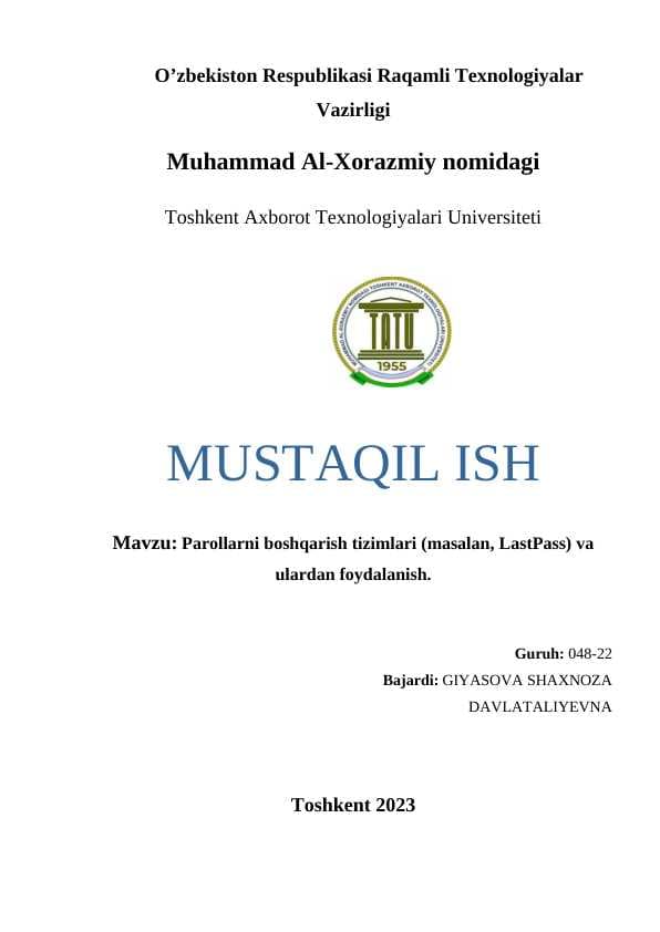Parollarni boshqarish tizimlari (masalan, LastPass) va ulardan foydalanish..docx