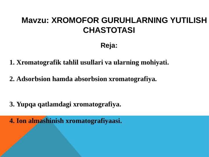 XROMOFOR GURUHLARNING YUTILISH CHASTOTASI