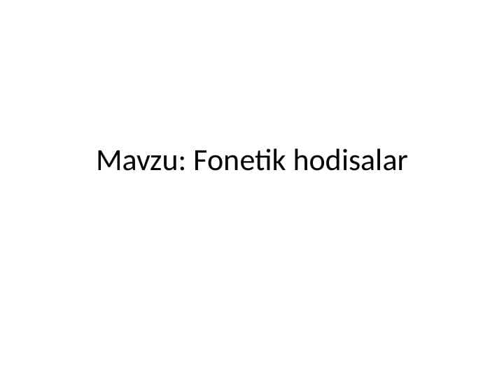 Fonetik hodisalar