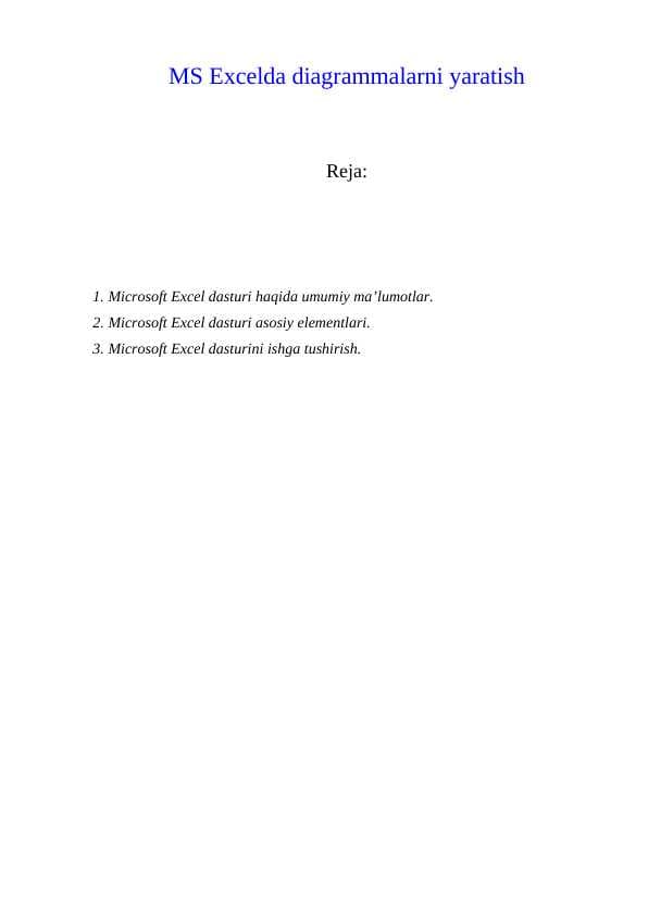 MS Excelda diagrammalarni yaratish