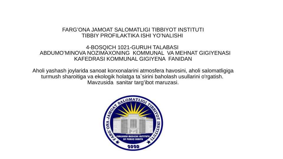 Aholi yashash joylarida sanoat korxonalar