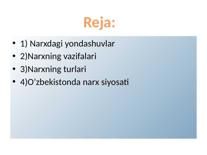 Narxdagi yondashuvlar