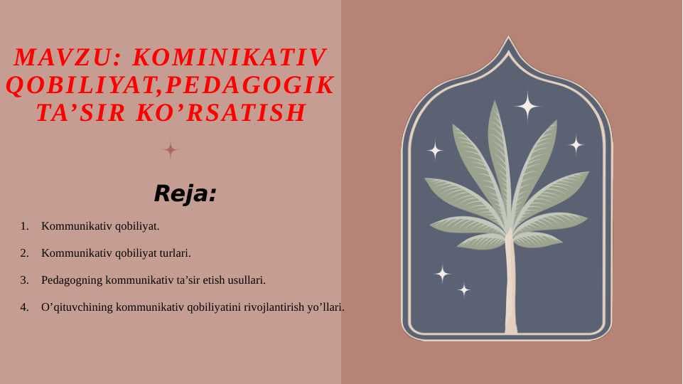 kominikativ qobiliyat,pedagogik ta’sir ko’rsatish