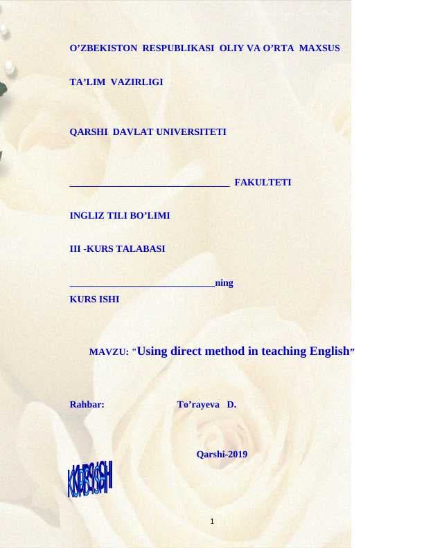 Using direct method in teaching Englishkurswi