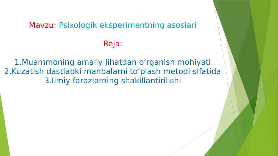 Psixologik eksperimentning asoslari