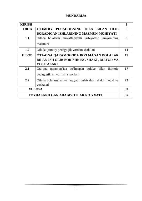 Ijtimoiy pedagogning oilalar bilan olib boradigan ishlari shakl, metod va vositalari