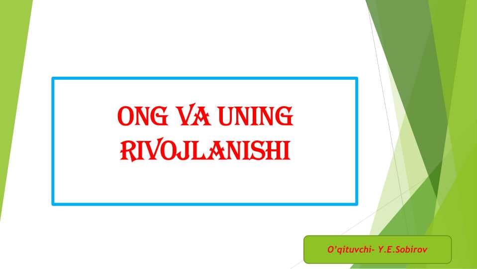 ong va uning rivojlanishi