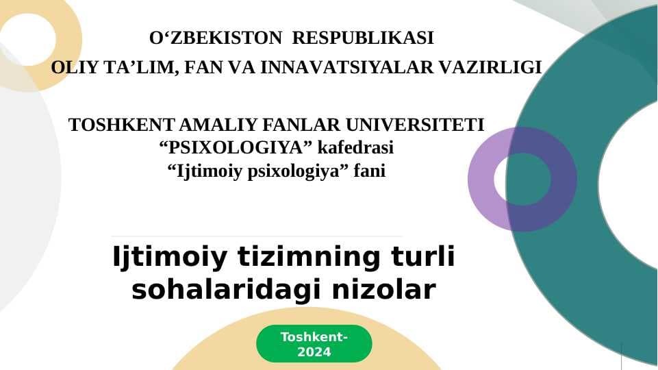 Ijtimoiy tizimning turli sohalaridagi nizolar