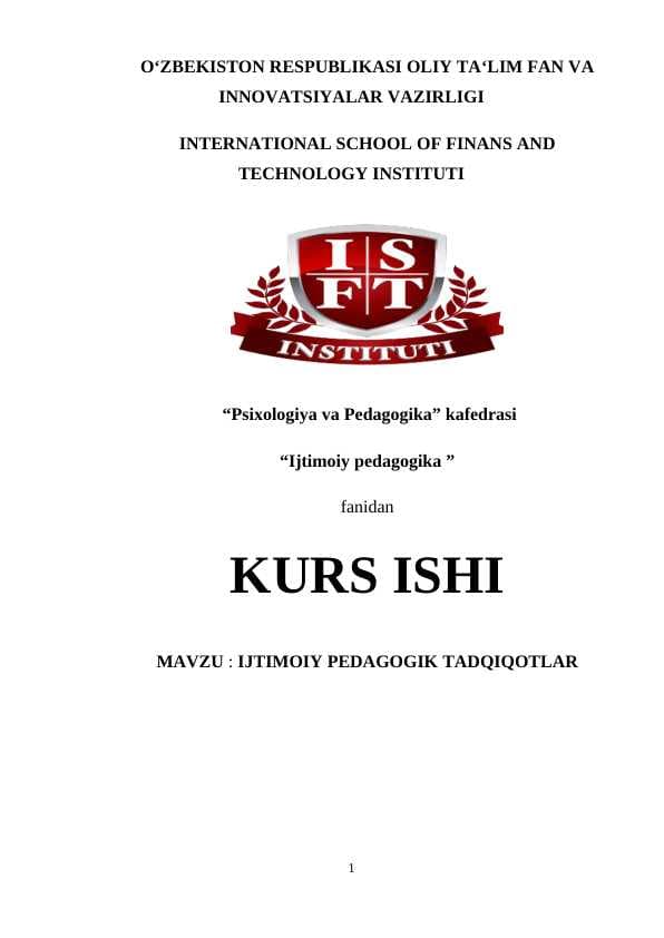 IJTIMOIY PEDAGOGIK TADQIQOTLAR