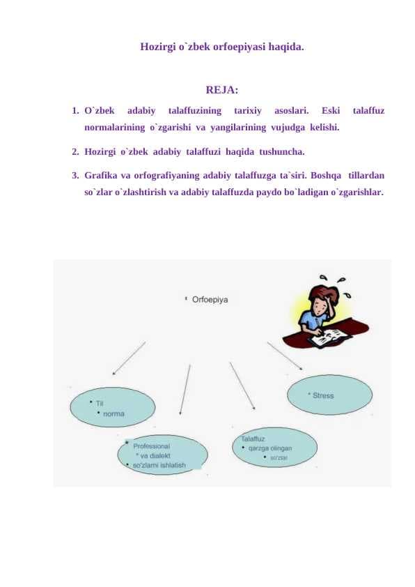 Hozirgi o`zbek orfoepiyasi haqida