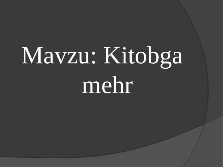 Kitobga  mehr
