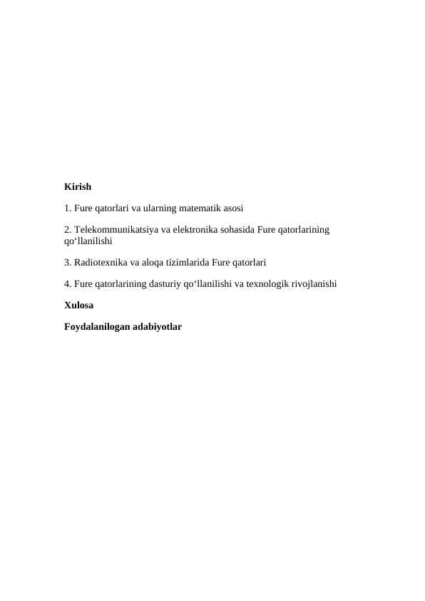 Elektronika va telekommunikatsiyada Fure qatorlarining qo'llanilishi.