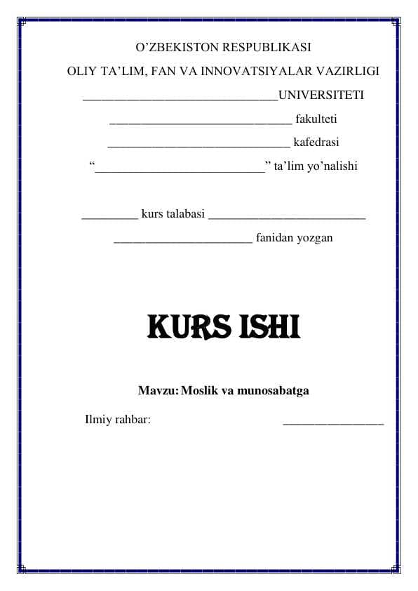 Moslik va munosabat