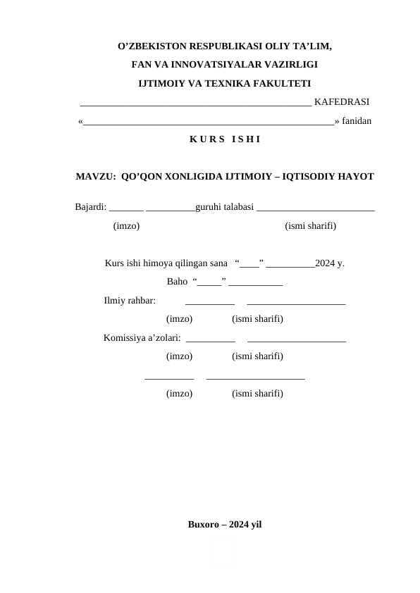 QO’QON XONLIGIDA IJTIMOIY – IQTISODIY HAYOT
