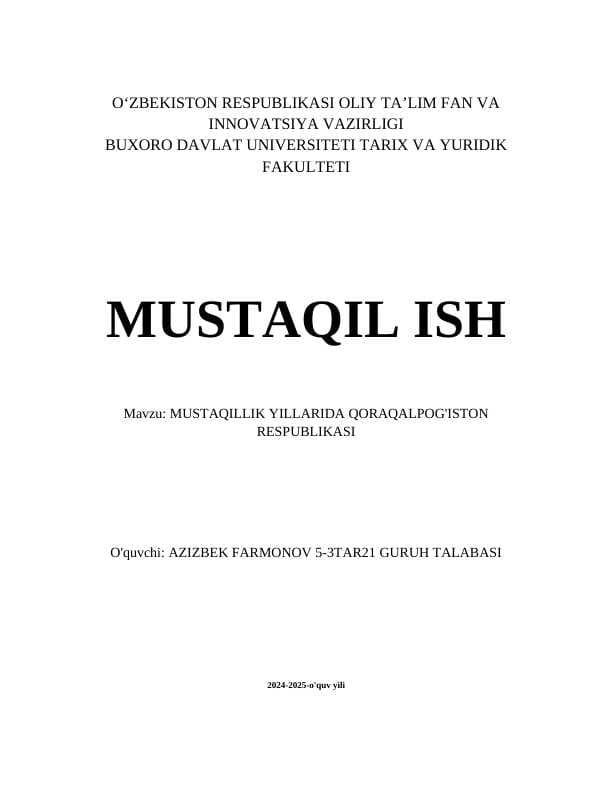 Mustaqillik yillarida Qoraqalpog'iston Respublikasi