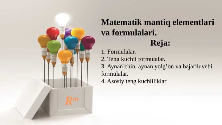 Matematik mantiq elementlari va formulalari