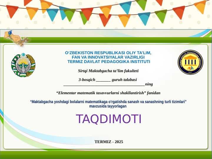 Maktabgacha yoshdagi bolalarni matematikaga o'rgatishda sanash va sanashning turli tizimlari