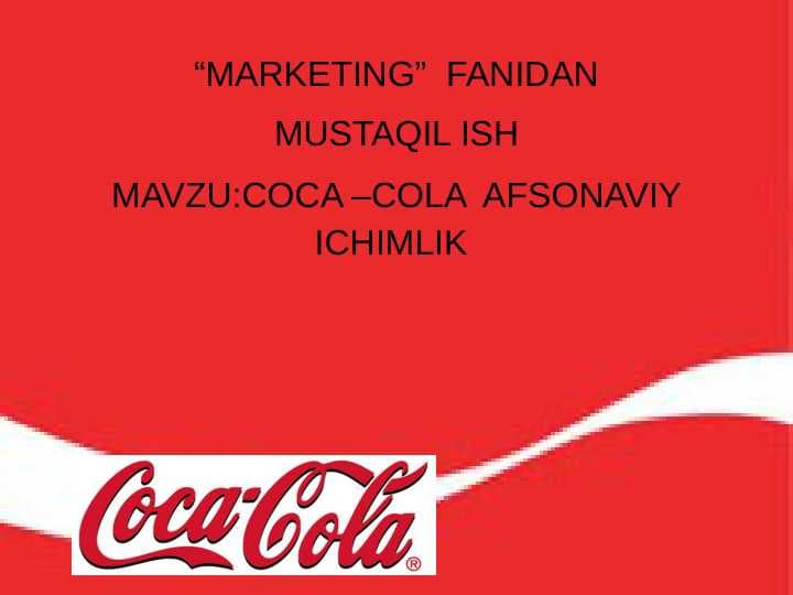 COCA –COLA  AFSONAVIY ICHIMLIK