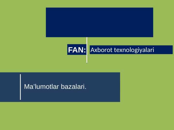 Ma’lumotlar bazalari.
