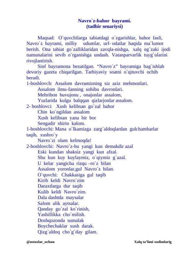 Navro'z tadbir ssenariysi