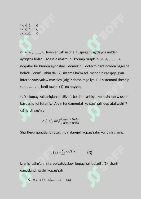 Funksiyalardı lagranj interpolyatsiyalaw formulası járdeminde approksimatsiyalaw hám iymek sızıq siziw