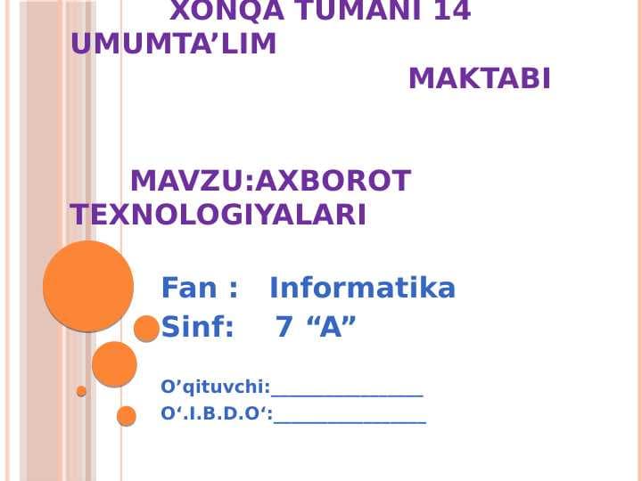 Axborot texnologiyalari