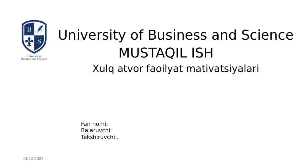 Xulq atvor faoilyat mativatsiyalari