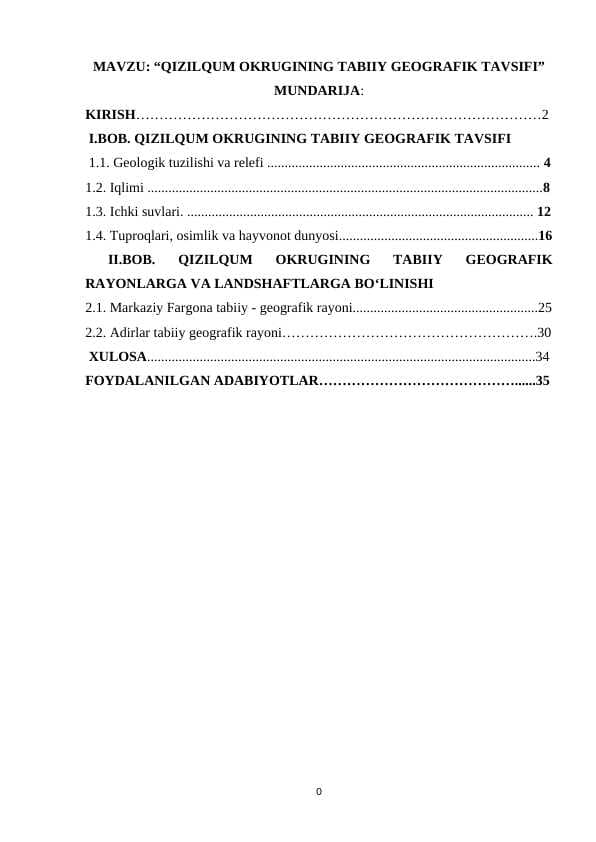 Qizilqum okrugining tabiiy geografik tavsifi