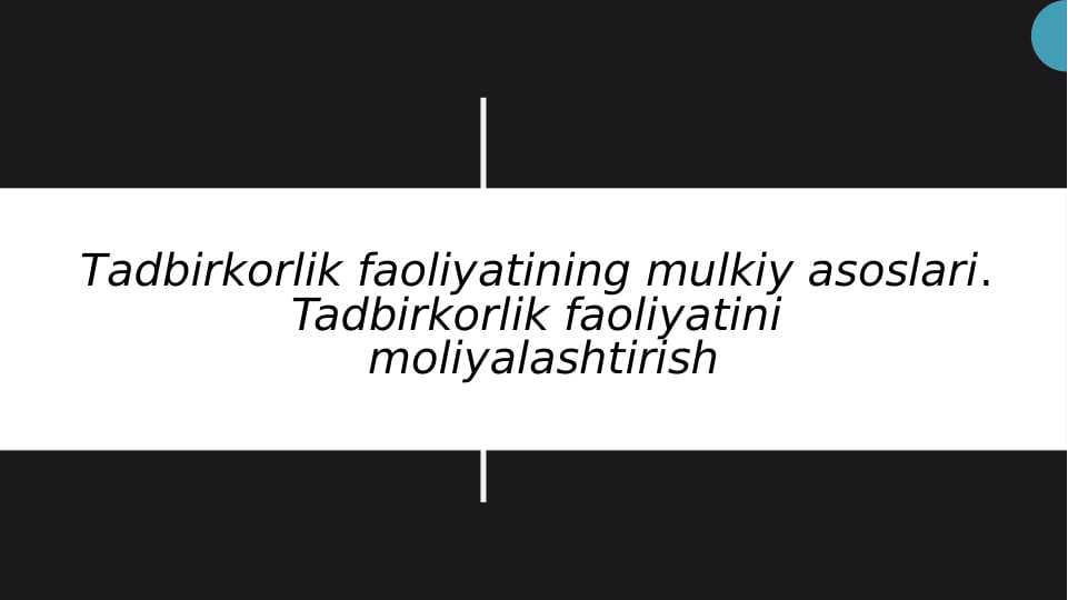 Tadbirkorlik faoliyatining mulkiy asoslari. Tadbirkorlik faoliyatini moliyalashtirish