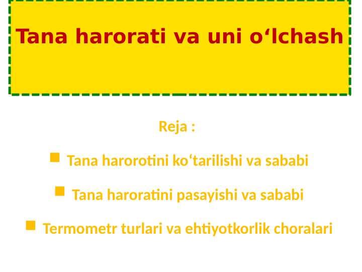 Tana harorati va uni o'lchash