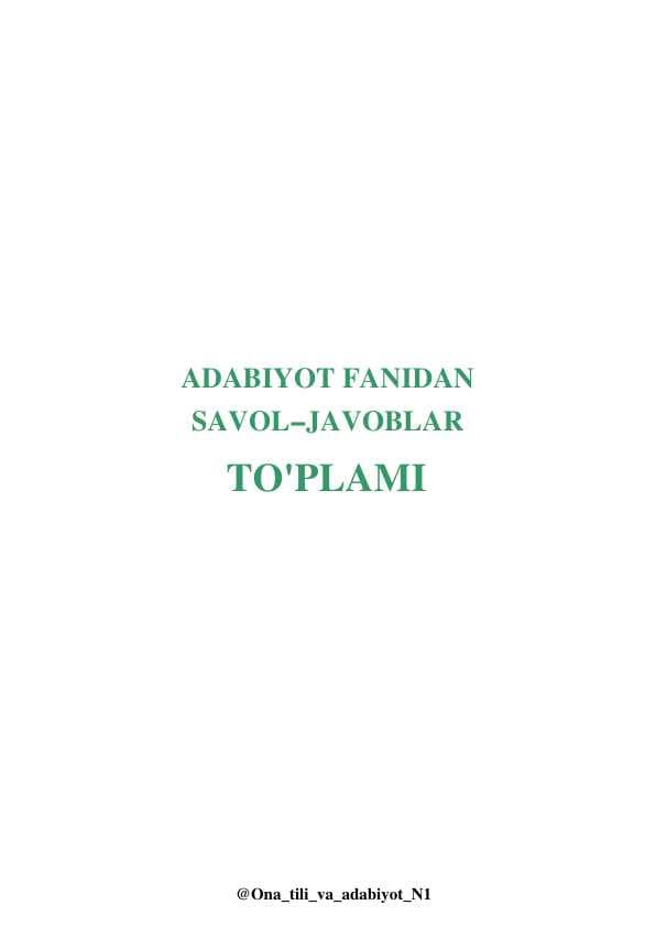 Adabiyot fanidan savol-javoblar