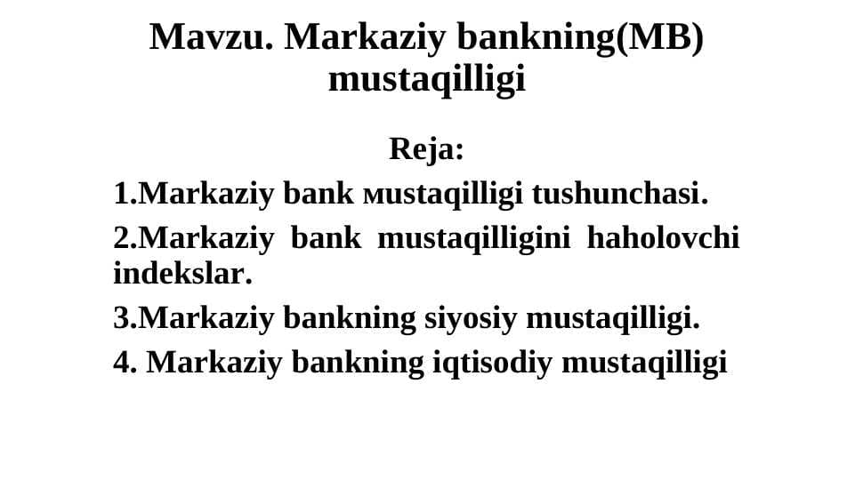 Markaziy bankning mustaqilligi
