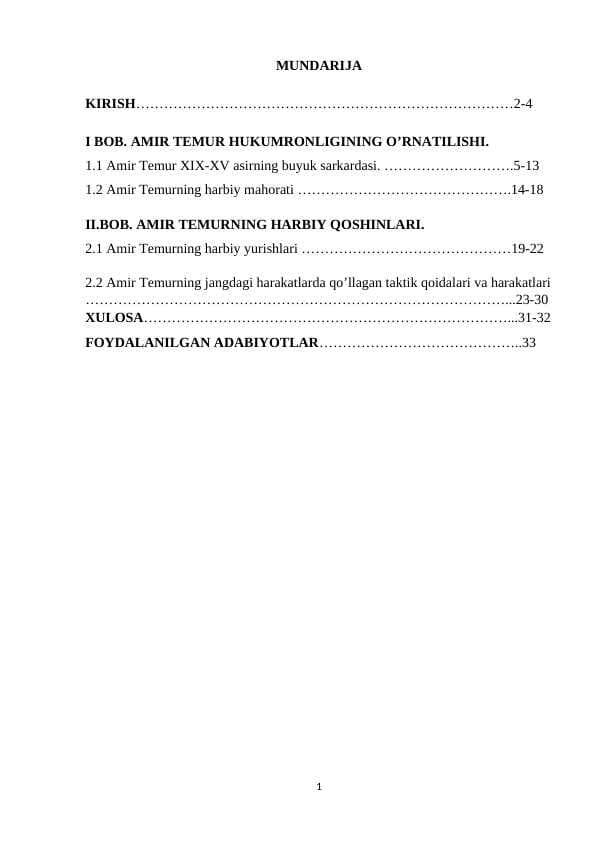 Amir Temur hukumronligi davrida harbiy sa'natning o'rni