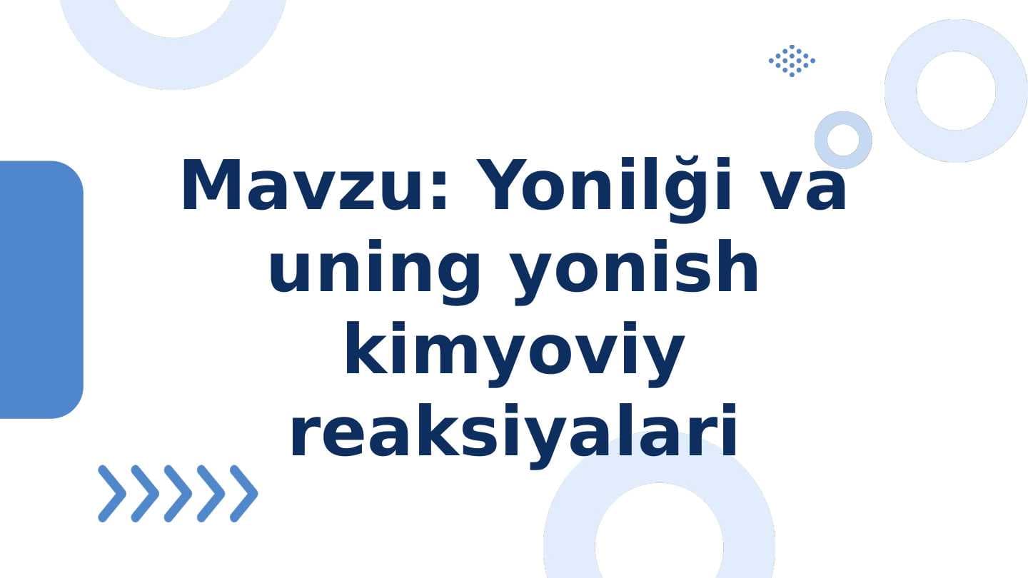 Yonilği va uning yonish kimyoviy reaksiyalari