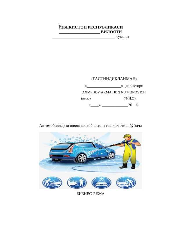 Avtomoyka biznes reja