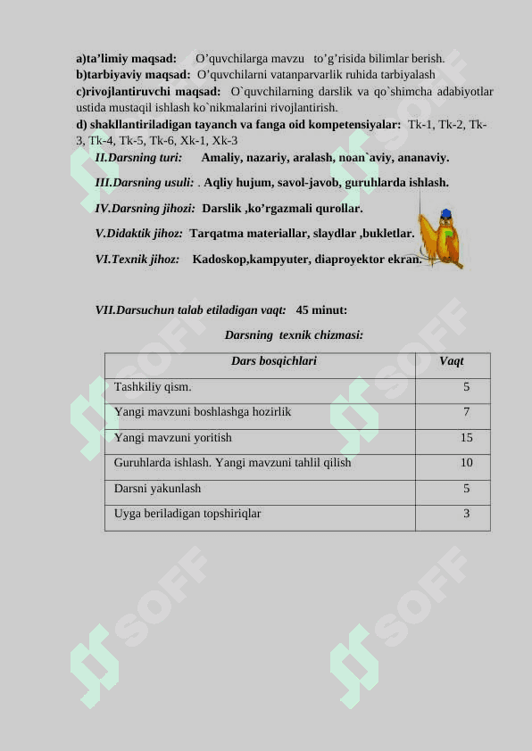 Matn va lug’at ustida ishlash 9-sinf